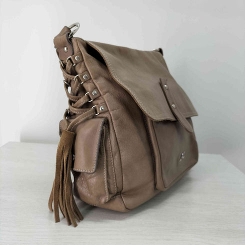 キタムラ KITAMURA イタリア製 サイドレースアップ ワンショルダーレザーバッグ レディース